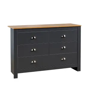 Home Source Camden 6 Drawer Chest Graphite