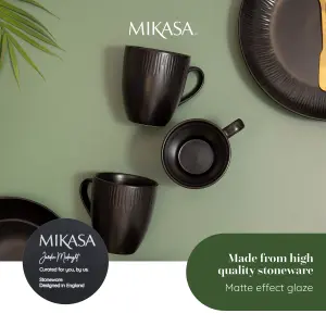 Mikasa Jardin Midnight Stoneware Mugs, Set of 4, 420ml, Black