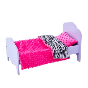 Teamson Kids 18"Doll Single Bed Purple & Bedding Set-Zebra Prints