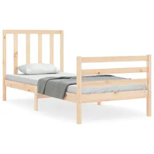 Berkfield Bed Frame with Headboard Small Single Solid Wood