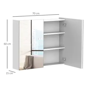 HOMCOM Wall Mounted Bathroom Mirror Storage Cabinet w/ Door Adjustable Shelf