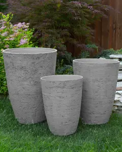 Set of 2 Plant Pots 43 x 43 x 60 cm Grey CAMIA