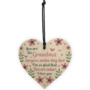 Red Ocean Grandma Grandparent Gift Wooden Hanging Heart Plaque Birthday Gift For Nan Nanny Gran Mothers Day Heart Sign