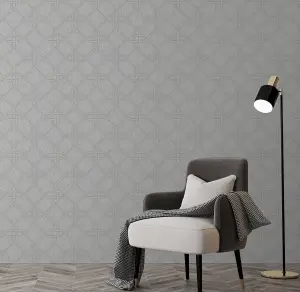 Arthouse Gianni Foil Silver Wallpaper