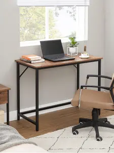 VASAGLE Computer Desk, Small Office Desk And Workstation, Work Desk For Home Office,Study,Metal Frame,Hazelnut Brown And Black