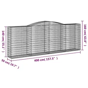 Berkfield Arched Gabion Basket 400x50x140/160 cm Galvanised Iron