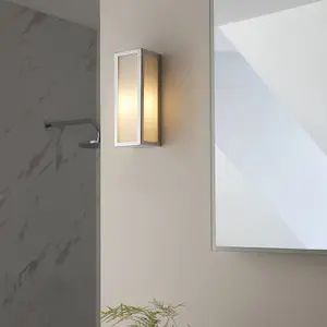 Bathroom Wall Light Fitting - Chrome Plate & Frosted Glass Shade - Single Lamp