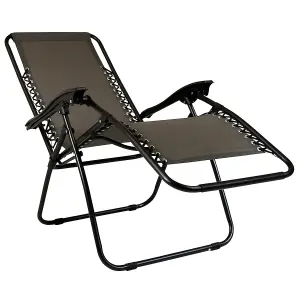 Charles Bentley Odyssey Folding Reclining Garden Chair Camping Lounger Grey