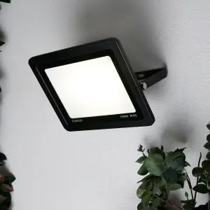 Litecraft Stanley Slimline Black 100 Watt LED IP65 Outdoor Wall Flood Light