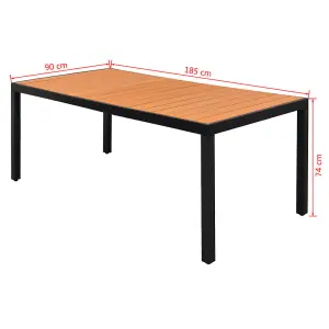 Berkfield Garden Table Brown 185x90x74 cm Aluminium and WPC