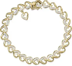 Diamond 18K Gold Vermeil Heart Bracelet