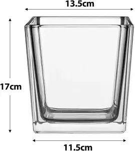 simpa 2PC Square Chunky Glass Table Vase 17cm (H)