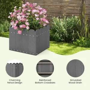 Costway 2 Pack Square Planter Box HDPE Flower Pot Raised Garden Bed