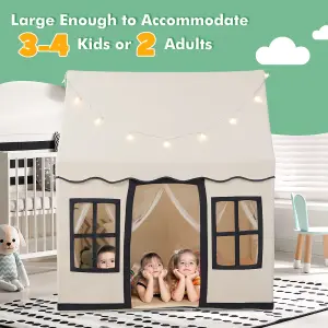 Costway Kids Play Tent Indoor Kids Playhouse with Star Lights Toddler Castle Play Tent