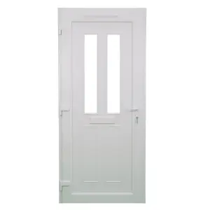 Fortia Chesil Frosted Glazed White RH External Front Door set, (H)2085mm (W)920mm