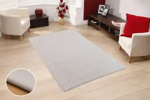 Smart Living Washable Shaggy Soft Thick Area Rug, Living Room Carpet, Kitchen Floor, Bedroom Soft Rugs 80cm x 133cm - White