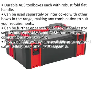 Versatile 445x310x150mm Stackable Tool Box - Portable Red ABS Storage Solution