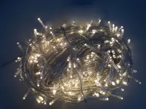 1000 Warm White LED's 100m/328ft Clear Cable BATTERY Power Connectable Indoor Outdoor Waterproof String Lights Garden Party