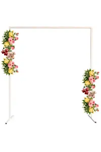 Square Arch Stand Metal Backdrop Stand Garden Arbors -  2m x 2m, White