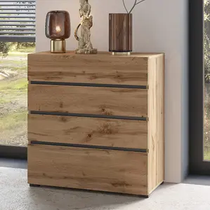 Kross 80cm Dresser in Rustic Oak Wotan - Charming Storage for Cosy Interiors