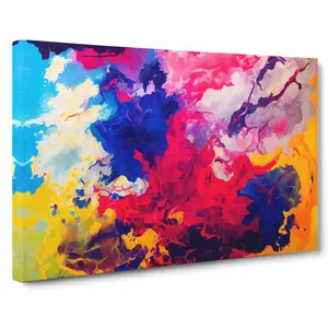 Colourful Ink Art Abstract - Wrapped Canvas Painting 35cm H x 50cm W x 3cm D