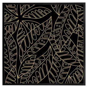 Lined flower print (Picutre Frame) / 20x20" / Black