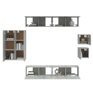 Berkfield 8 Piece TV Cabinet Set Concrete Grey Engineered Wood