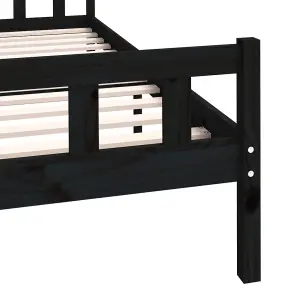 Berkfield Bed Frame Black Solid Wood 150x200 cm King Size