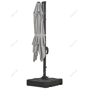 2.5M Light Grey Rotatable Crank Tilt Garden Roman Umbrella Cantilever Parasol with Cross Base