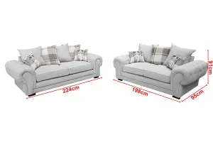 VERONA 3+2 SEATER SOFA SET LIGHT GREY DESIGNER SCATTER CUSHIONS