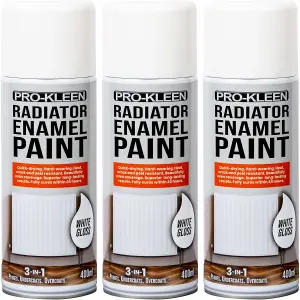 White Gloss Heat Resistant Radiator Enamel Paint 400ml x3