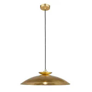 Luminosa Livorno Dome Pendant Ceiling Light Hammered Brass, Brass Plate