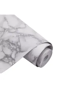 Marble Effect PVC Self Adhesive Wallpaper Roll Peel and Stick Waterproof Floor Covering Paper 6m² Coverage