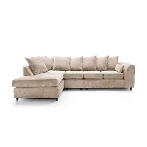 Harriet Crushed Chenille Large Left Facing Corner Sofa in Cream