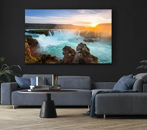 Waterfalls Emptied Into The Sea Canvas Print Wall Art - Medium 20 x 32 Inches