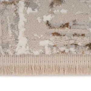 Neutral Metallic Super Soft Abstract Fringed Area Rug 160x230cm