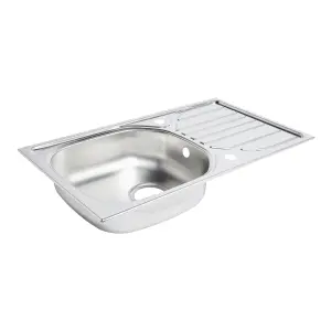 Turing Polished Inox Stainless steel 1 Bowl Sink & drainer 435mm x 760mm