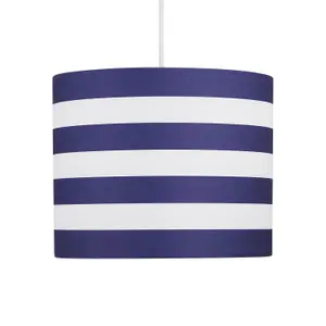 First Choice Lighting Set of 2 Navy Stripes 25cm Light Shades