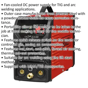 130A TIG and MMA Inverter Welder with Fan Cooling - Ideal for Arc Welding at 230V