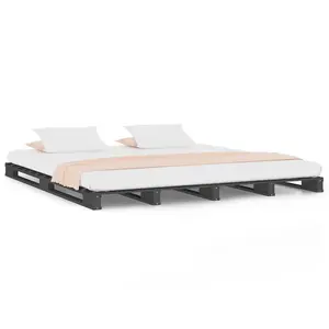 Berkfield Pallet Bed Grey 135x190 cm Double Wood Pine