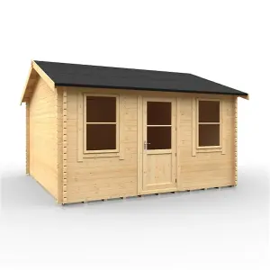 14ft x 14ft (4150mm x 4150mm) Horsforth "The Springfield Plus" 44mm Log Cabin With 2 Opening Window