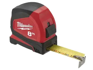 Milwaukee Hand Tools 4932459594 Pro Compact Tape Measure 8m (Width 25mm) (Metric Only) MHT932459594