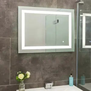 Luca LED Illuminated Backlit Bathroom Mirror with White and Blue Light (H)600mm (W)800mm