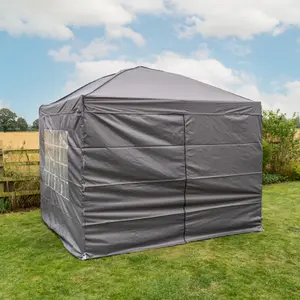 Rapid Pop Up Compact 3x3 Gazebo With Sides Dark Grey