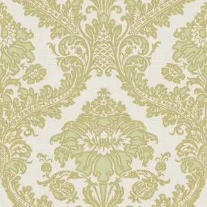 Galerie Cottage Chic Green Traditional Damask Wallpaper Roll