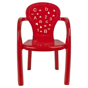 URBNLIVING 50cm Height Red Coloured Stackable Plastic Chairs for Kids Party Play