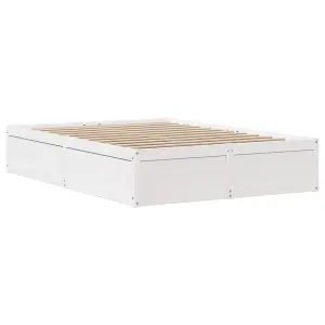 Berkfield Bed Frame without Mattress White 150x200 cm King Size Solid Wood Pine