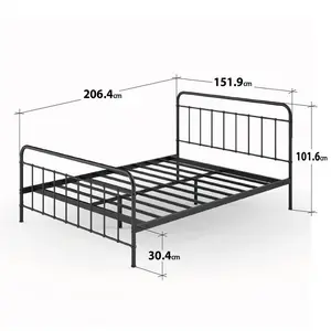 Farnham Farmhouse Metal Bed Frame with Headboard Kingsize (5')