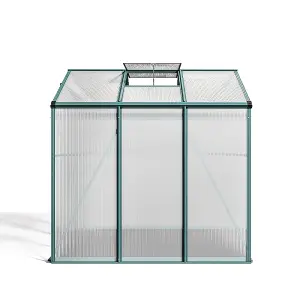 Polycarbonate Greenhouse Aluminium Framed Walk In Green House with Window Opening, 6x6 ft