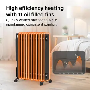 11 Fin Oil Filled Radiator 240V 2500W Electric Portable Heater 3 Heat Thermostat